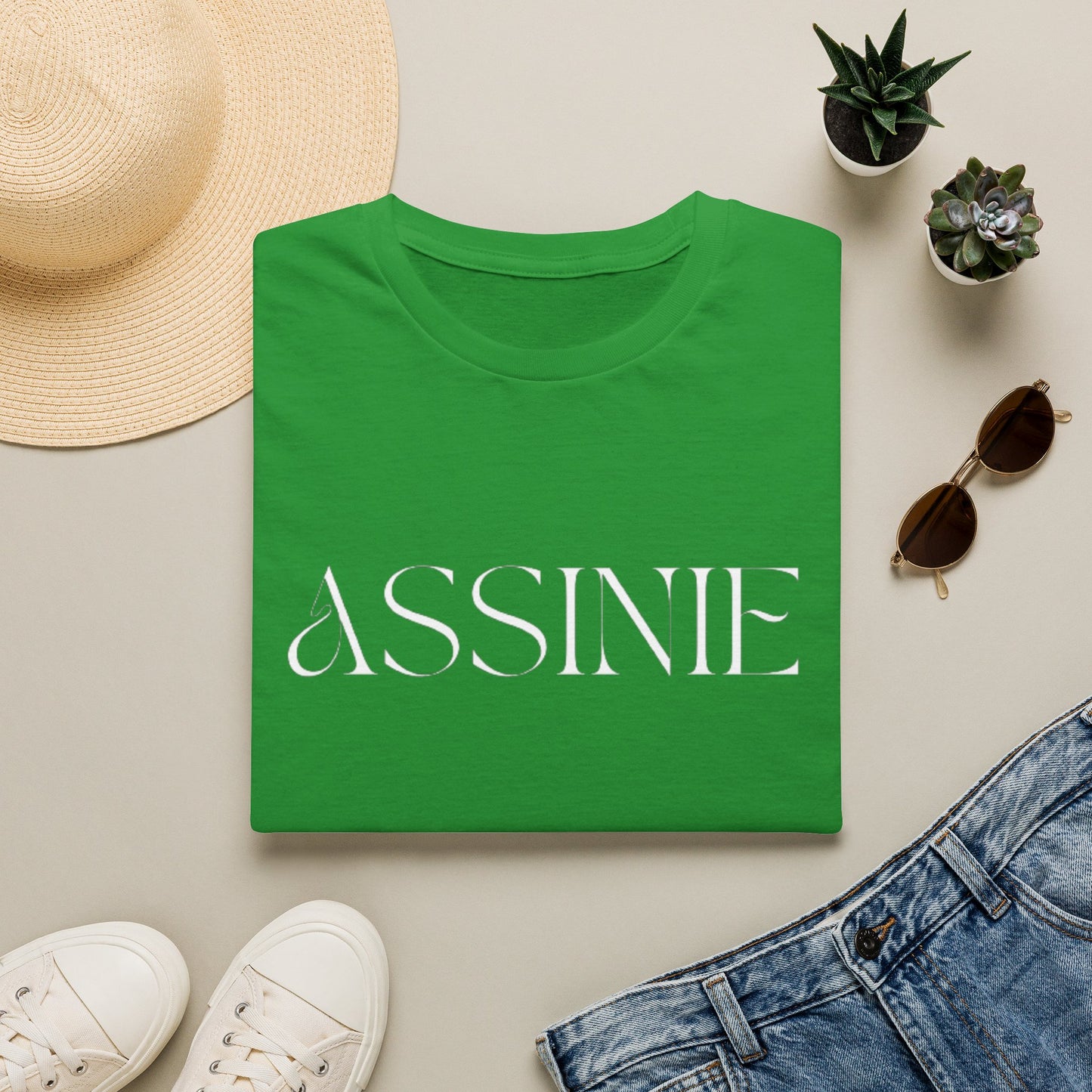 ASSNIE Embossed White T‑Shirt — Minimalist Logo Tee