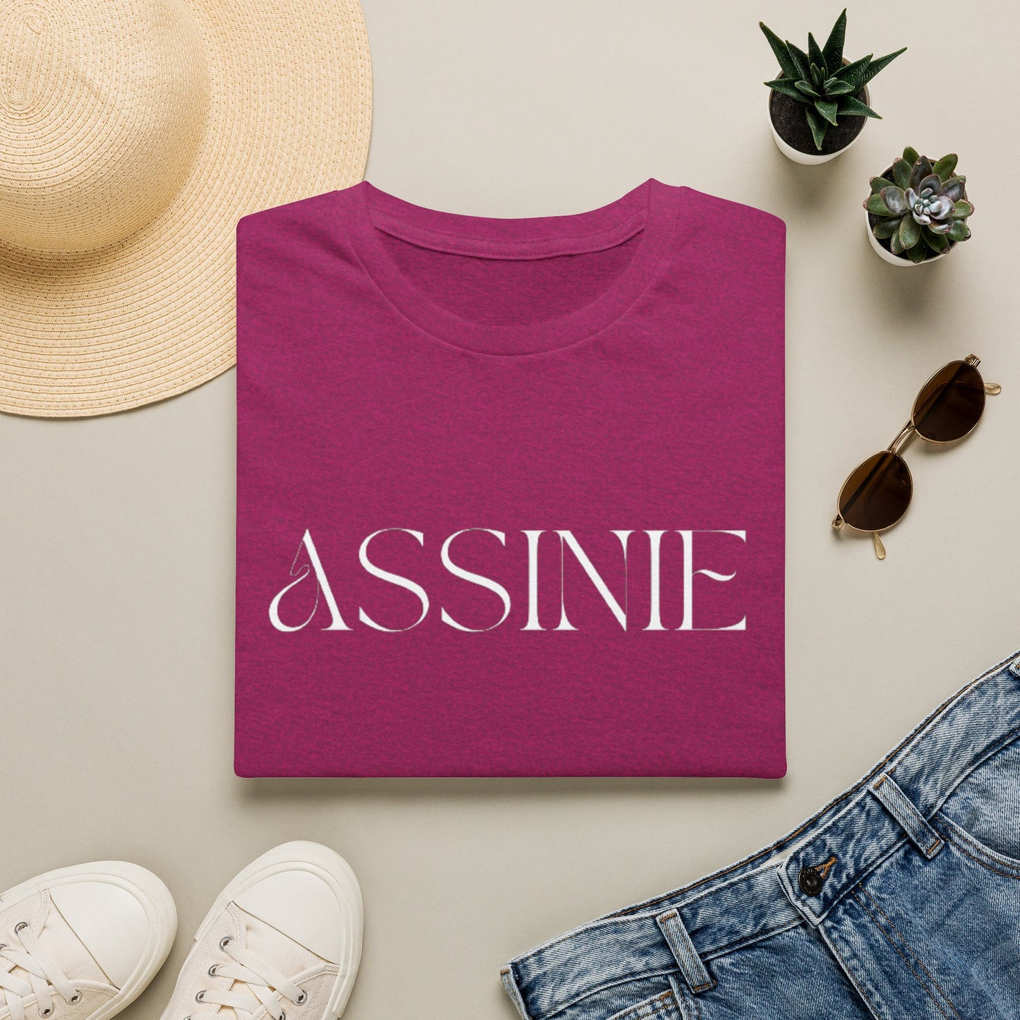 ASSNIE Embossed White T‑Shirt — Minimalist Logo Tee