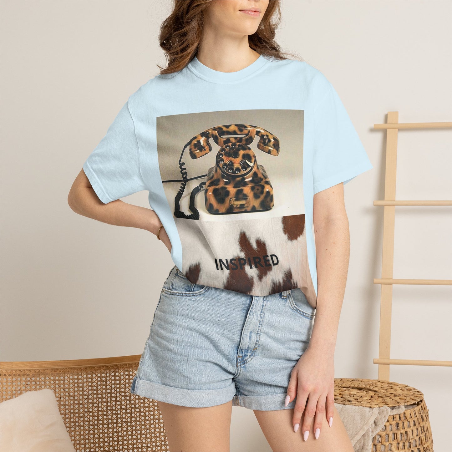 Inspired Leopard Phone Graphic T-Shirt