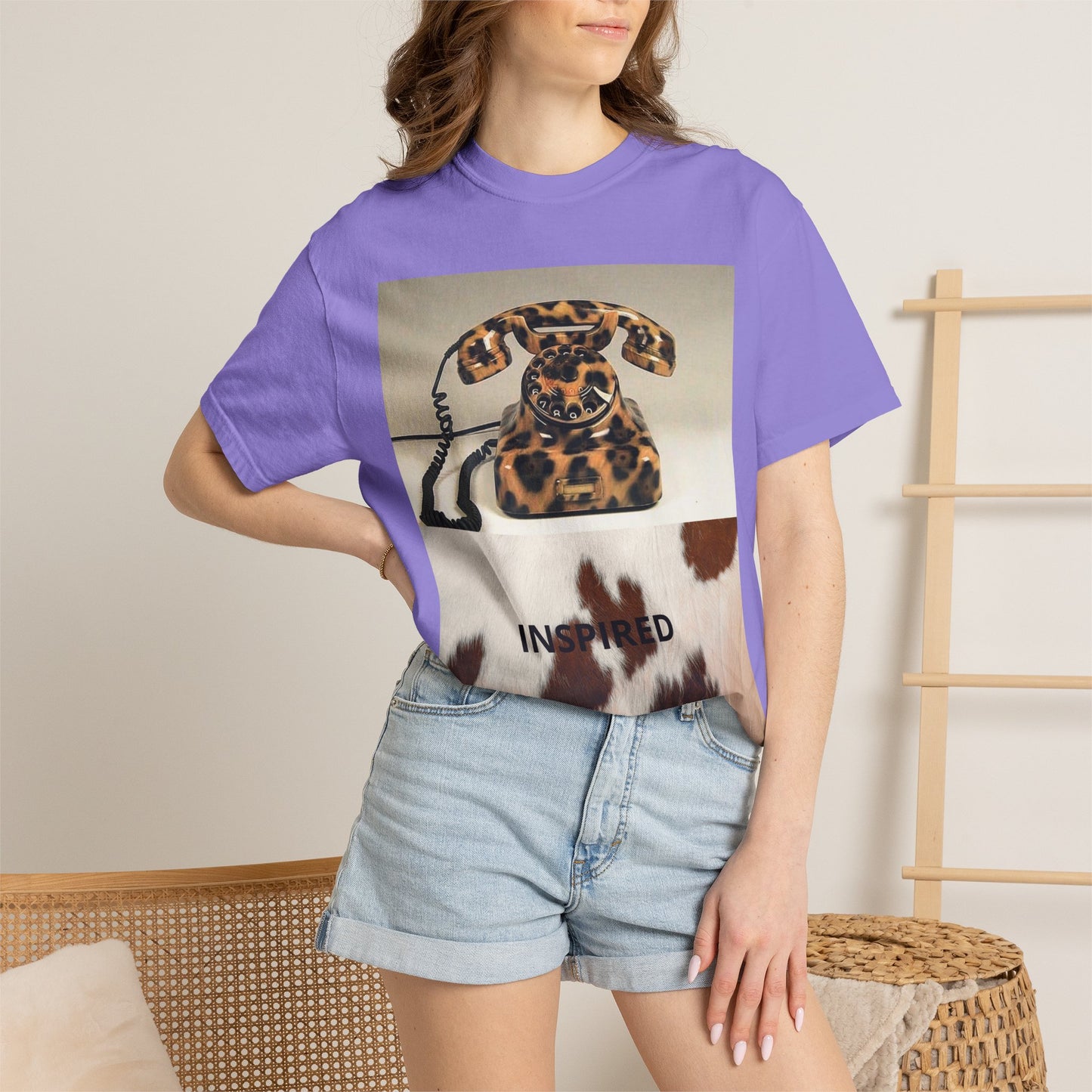 Inspired Leopard Phone Graphic T-Shirt
