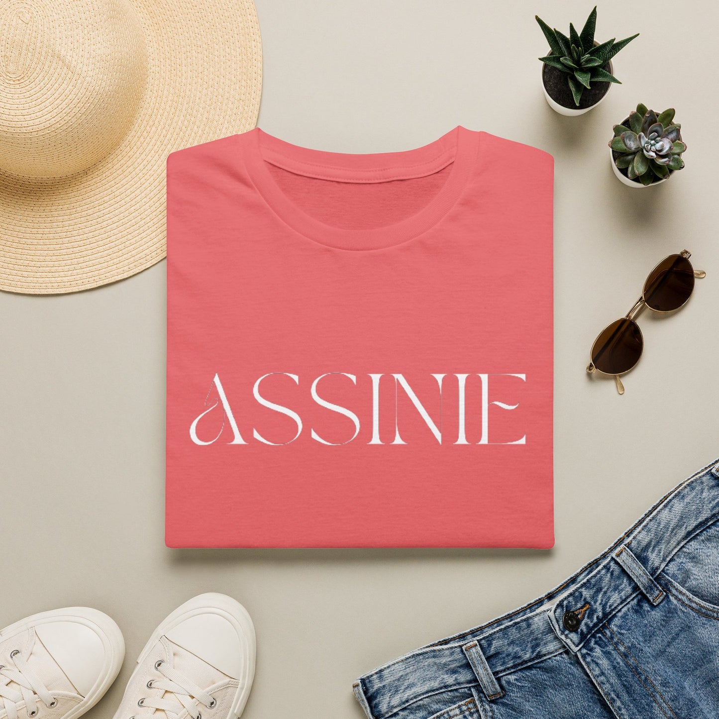 ASSNIE Embossed White T‑Shirt — Minimalist Logo Tee