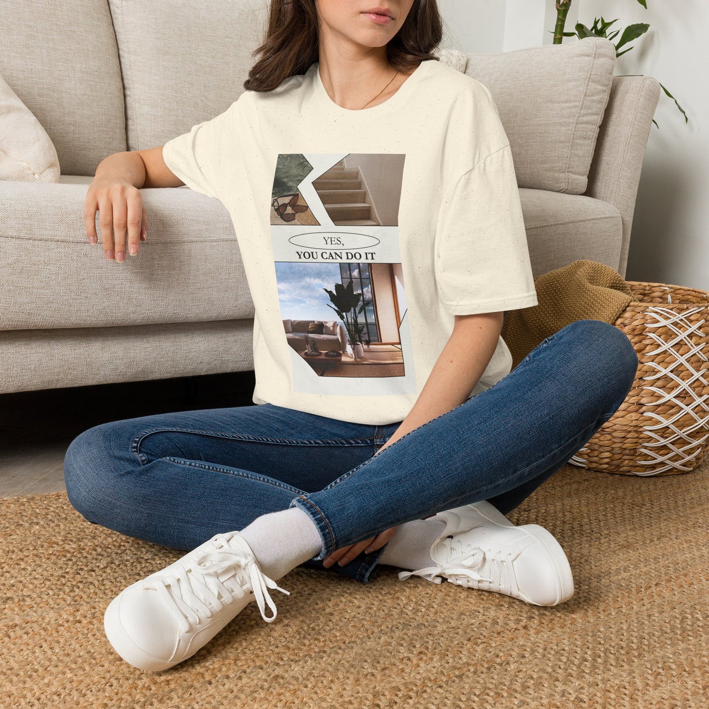 Motivational Photo Collage T-Shirt — "Yes, You Can Do It" Inspirational Tee