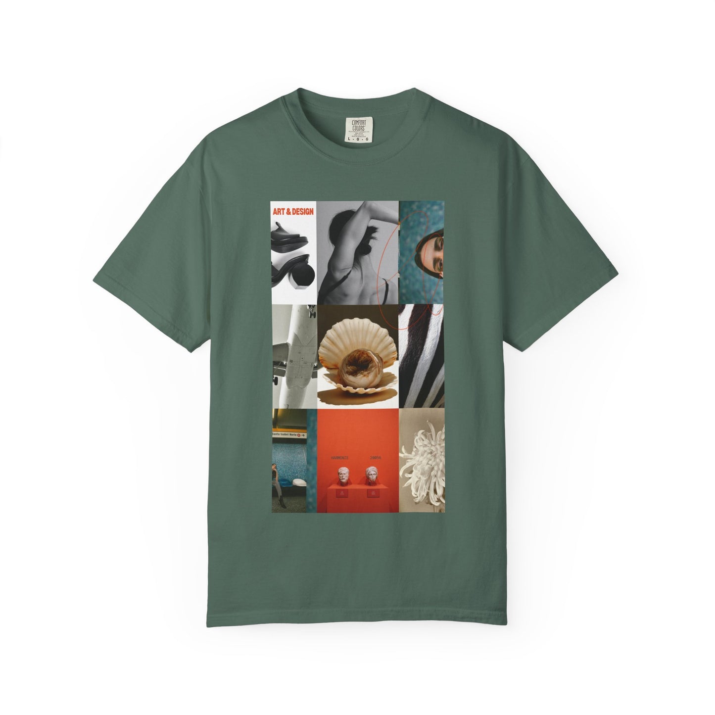 Photo Collage Graphic T‑Shirt — Vintage Object Grid Print