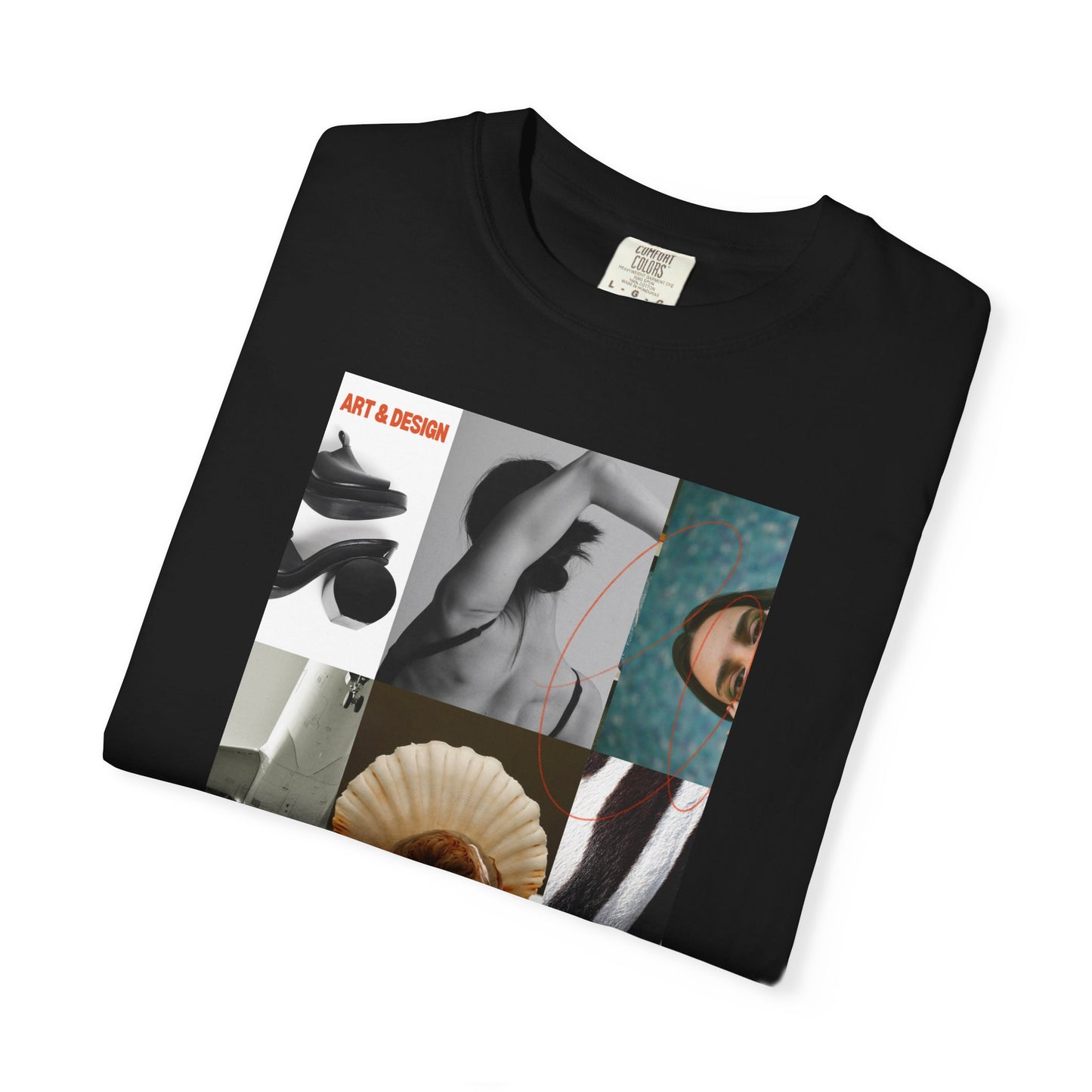 Photo Collage Graphic T‑Shirt — Vintage Object Grid Print