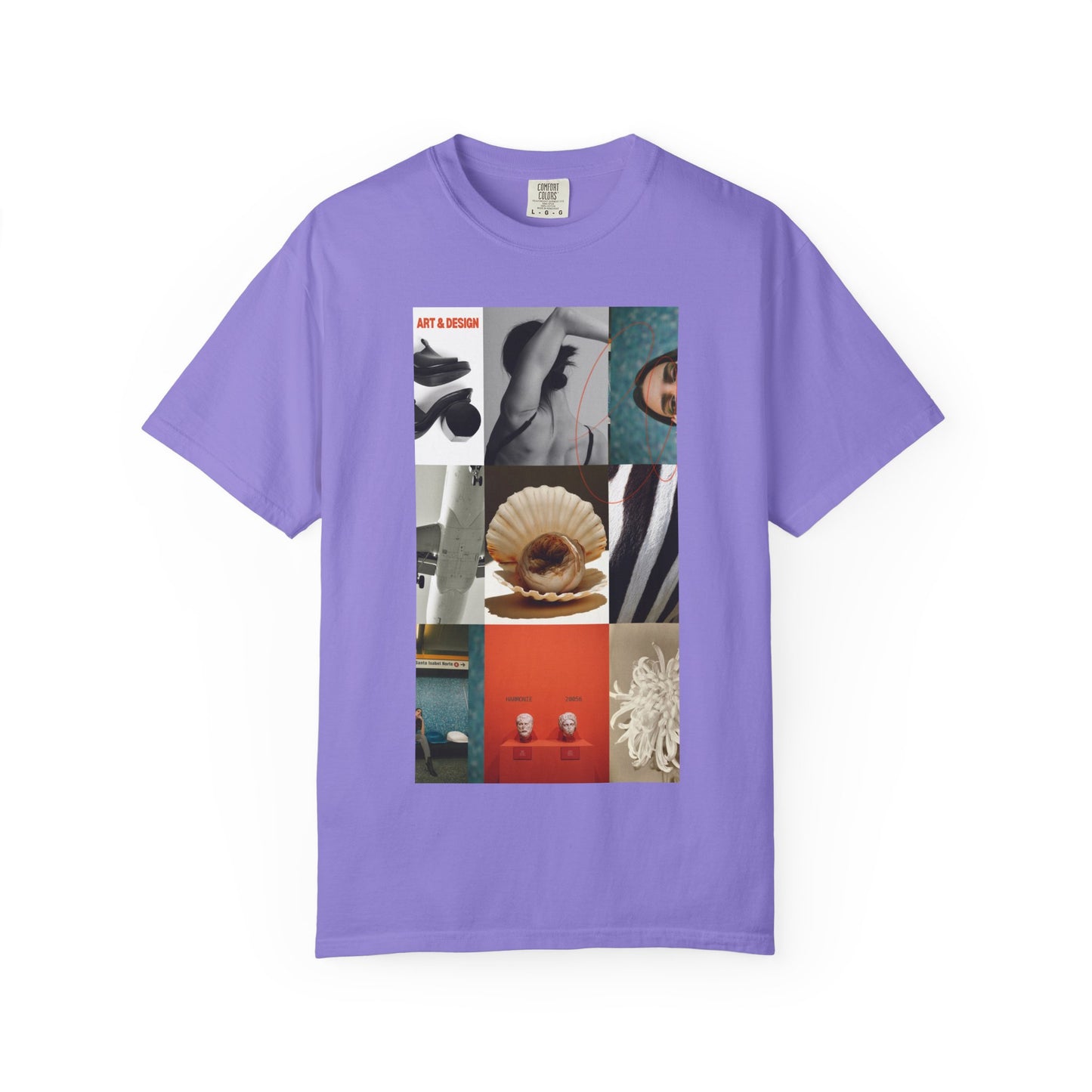 Photo Collage Graphic T‑Shirt — Vintage Object Grid Print
