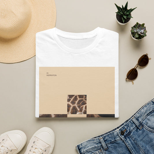 Graphic Tee — Neutral Geometric Giraffe Print ("Resurrection")