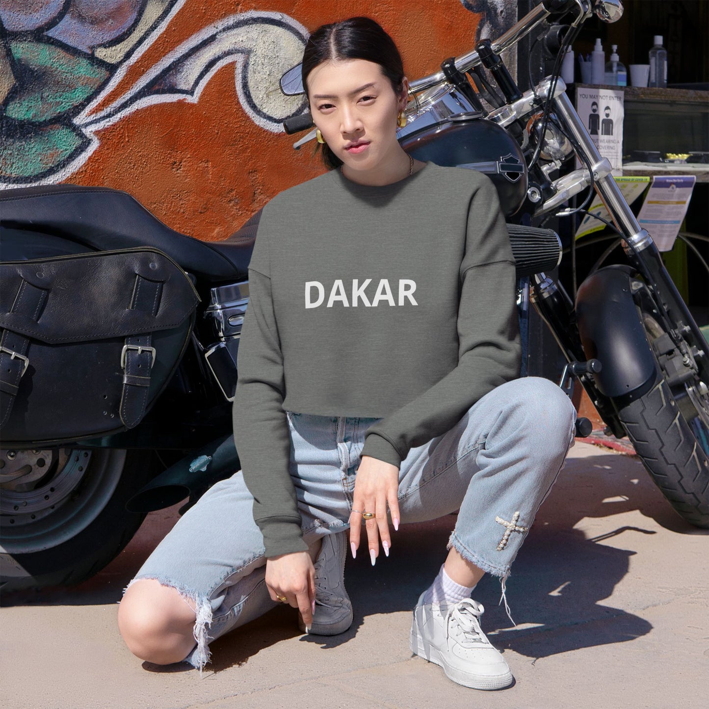 Dakar Cropped Sweatshirt — Women's Casual City Name Crop Top