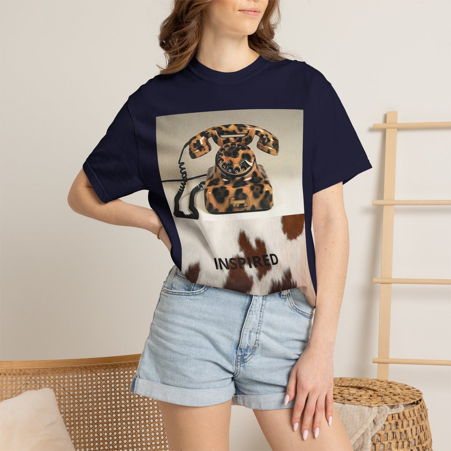 Inspired Leopard Phone Graphic T-Shirt