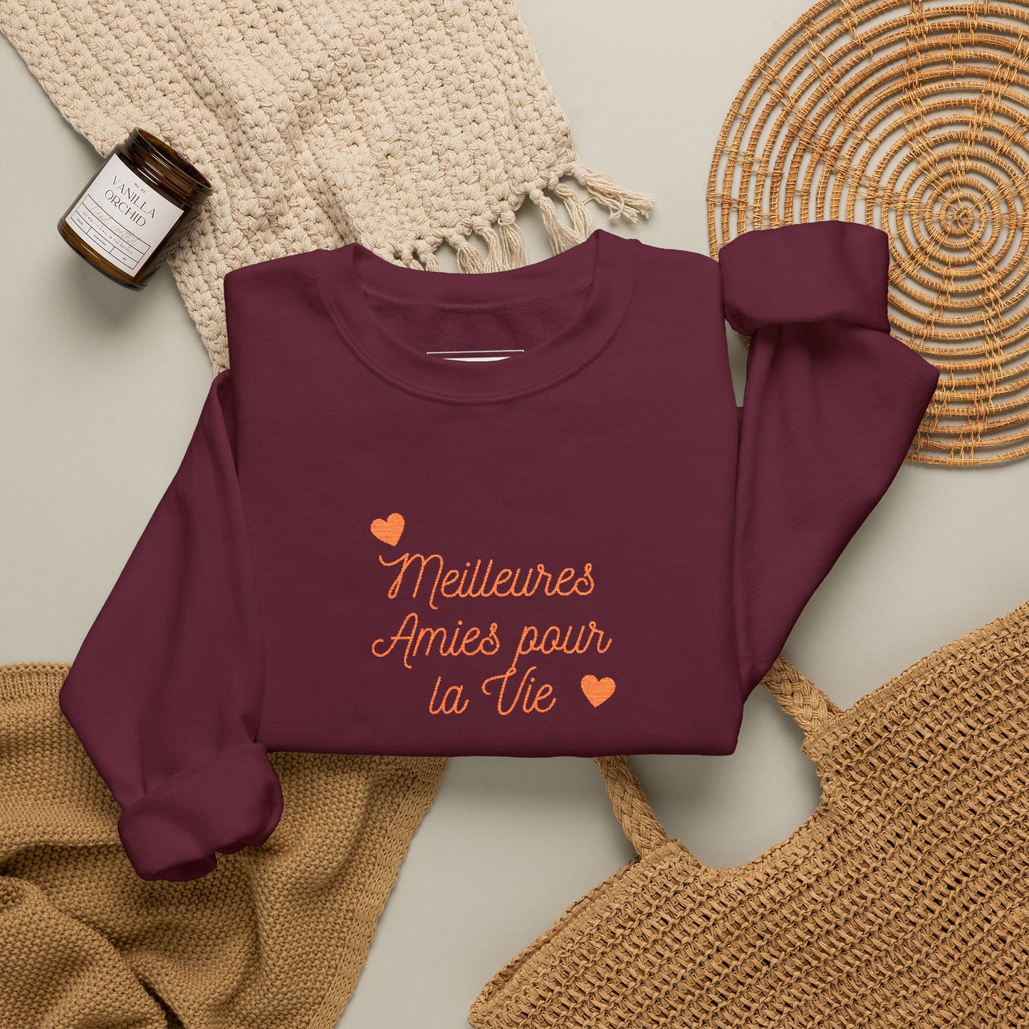 Crewneck Sweatshirt – 'Mistakes Arrive' Cute Script Heart Graphic, Cozy Casual Pullover