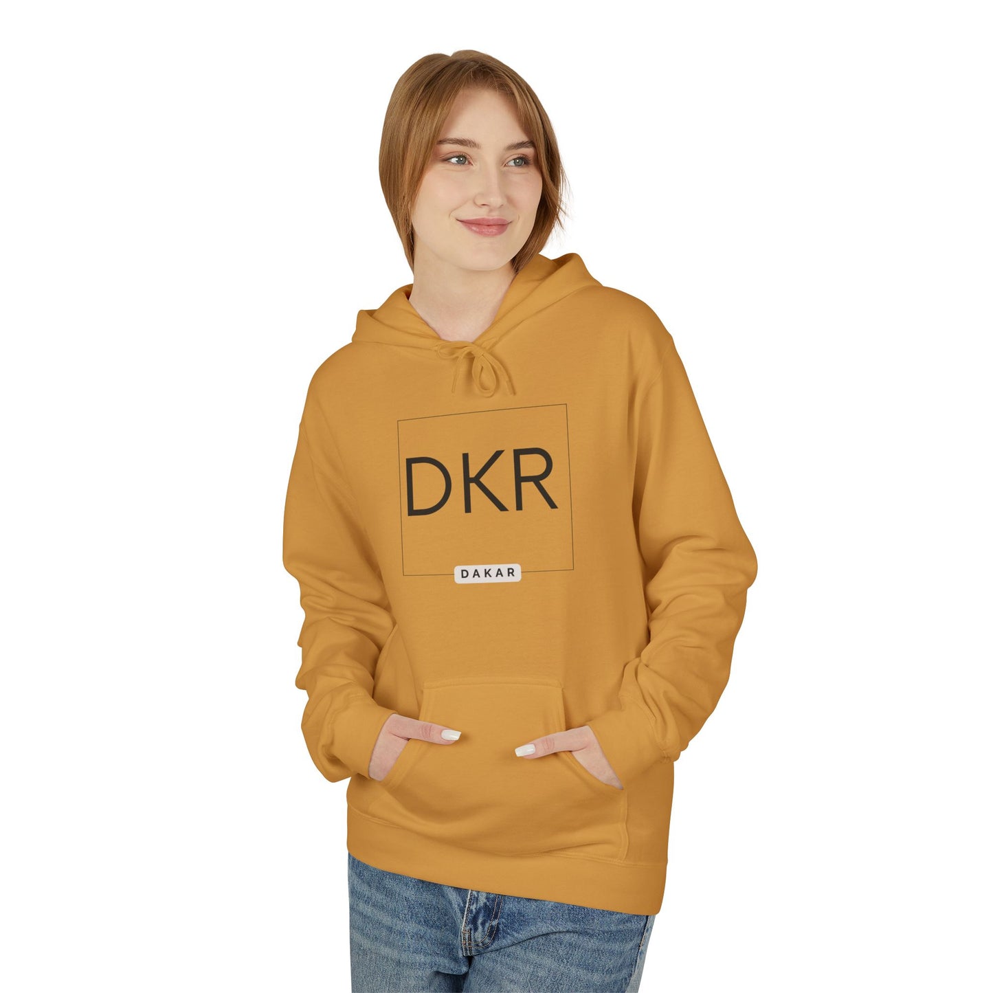 DKR (Dakar) White Hoodie — Clean Logo Chest & Back