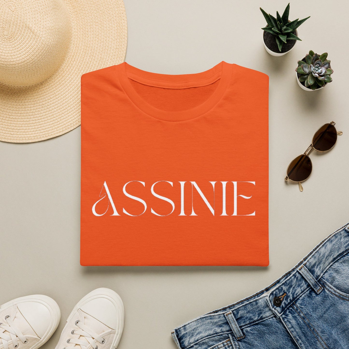 ASSNIE Embossed White T‑Shirt — Minimalist Logo Tee