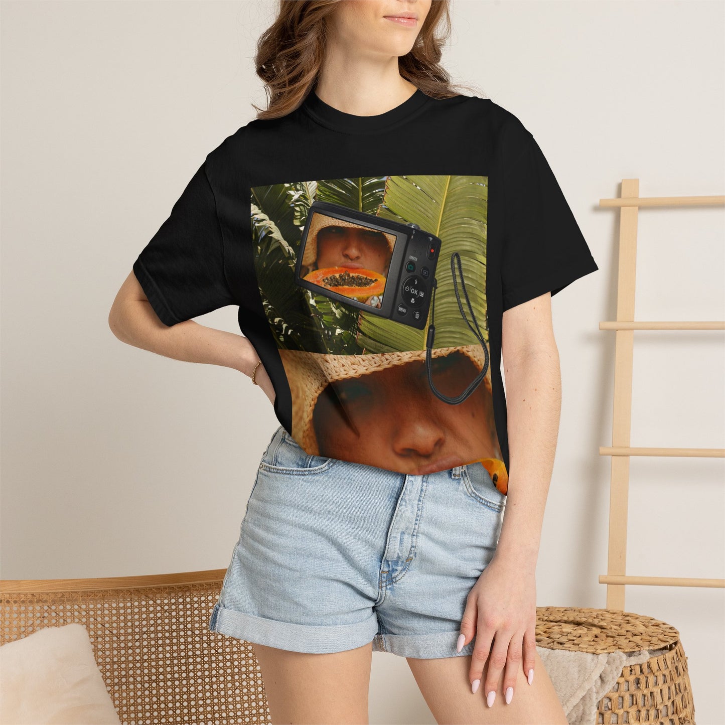 Retro Collage T-Shirt — Tropical TV & Papaya Art Tee