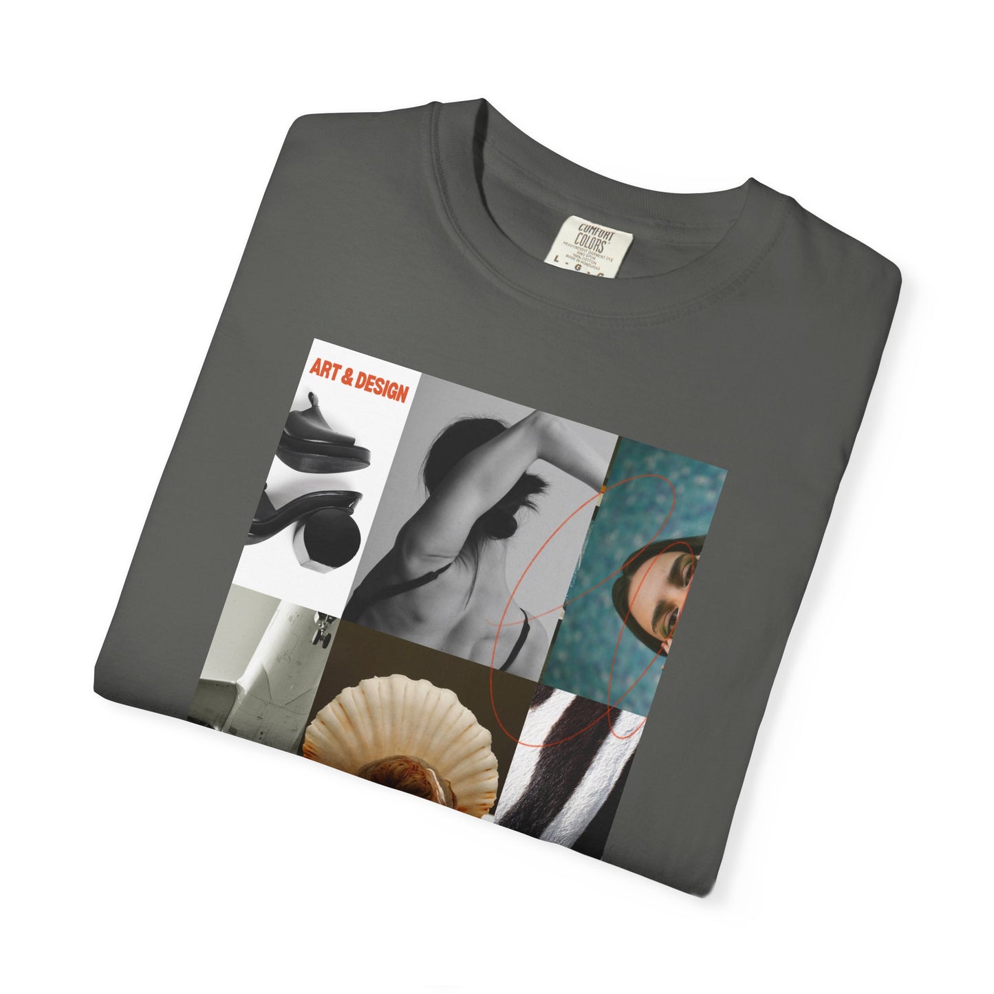 Photo Collage Graphic T‑Shirt — Vintage Object Grid Print