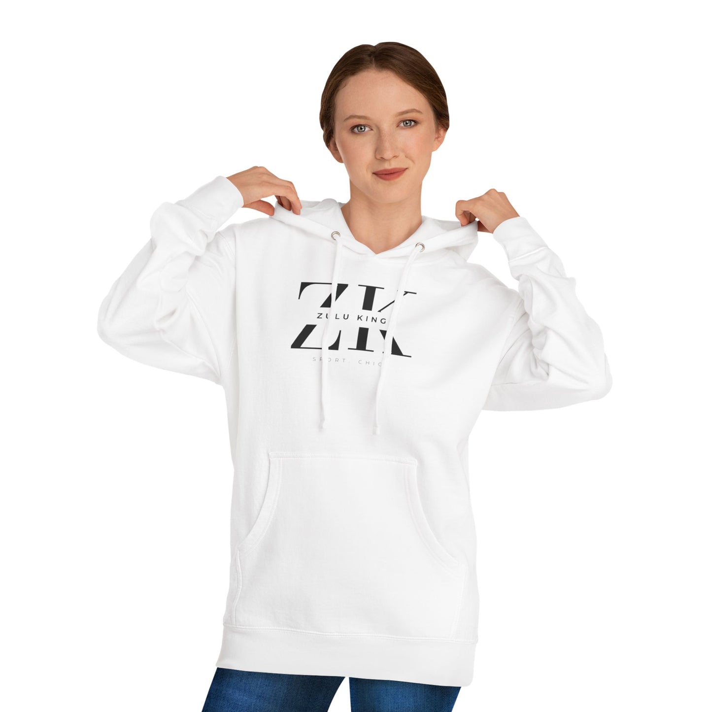 Zulu King 'ZK' Logo Hoodie — White Pullover