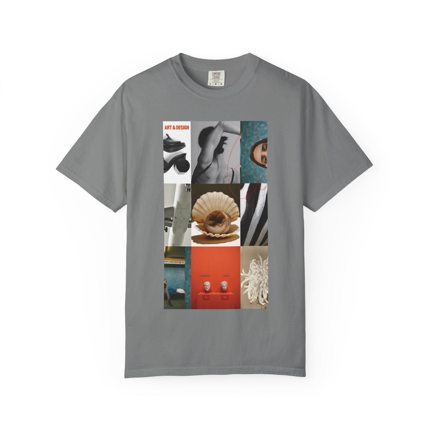 Photo Collage Graphic T‑Shirt — Vintage Object Grid Print