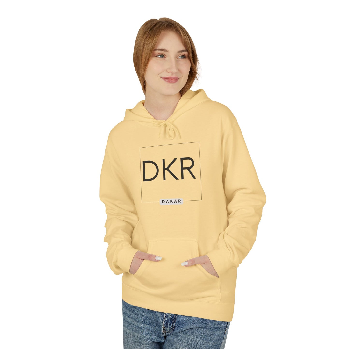 DKR (Dakar) White Hoodie — Clean Logo Chest & Back