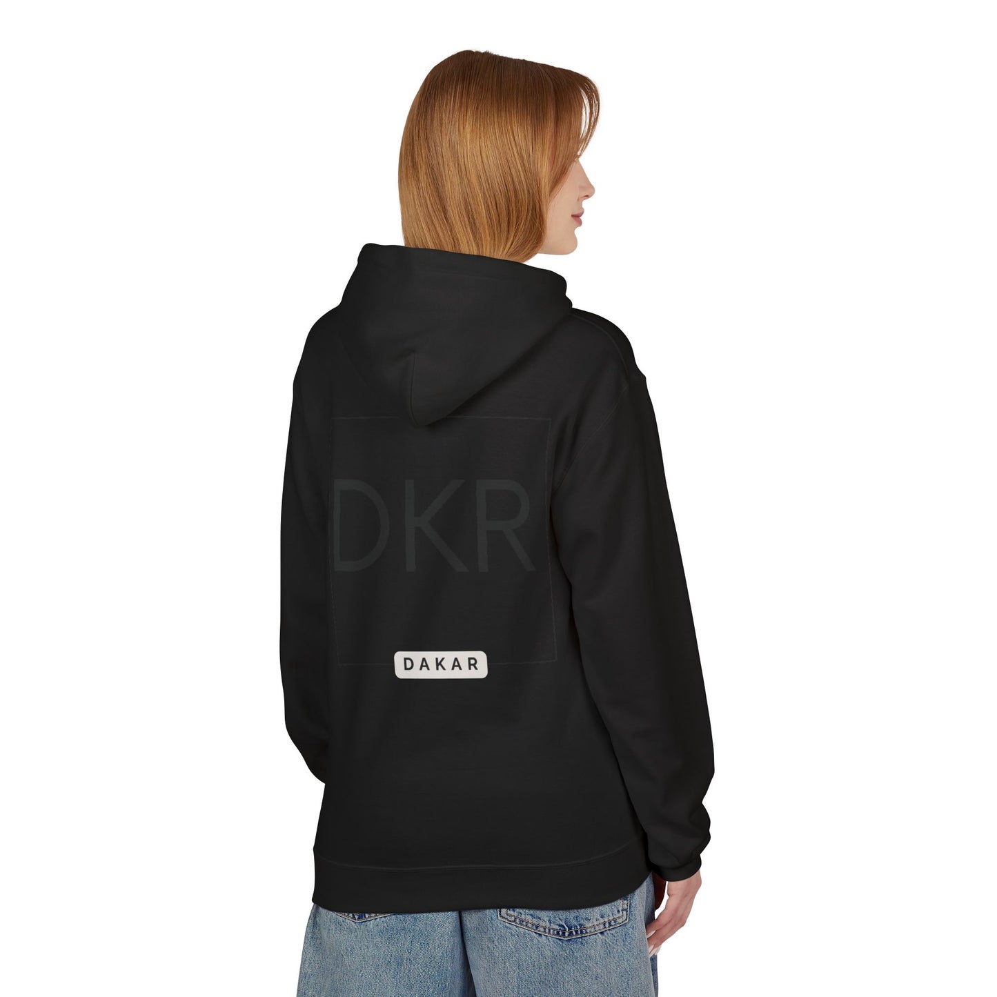 DKR (Dakar) White Hoodie — Clean Logo Chest & Back