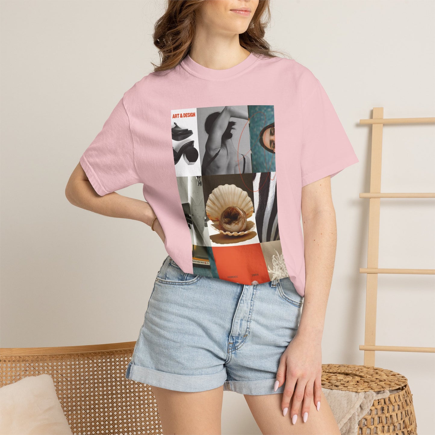 Photo Collage Graphic T‑Shirt — Vintage Object Grid Print