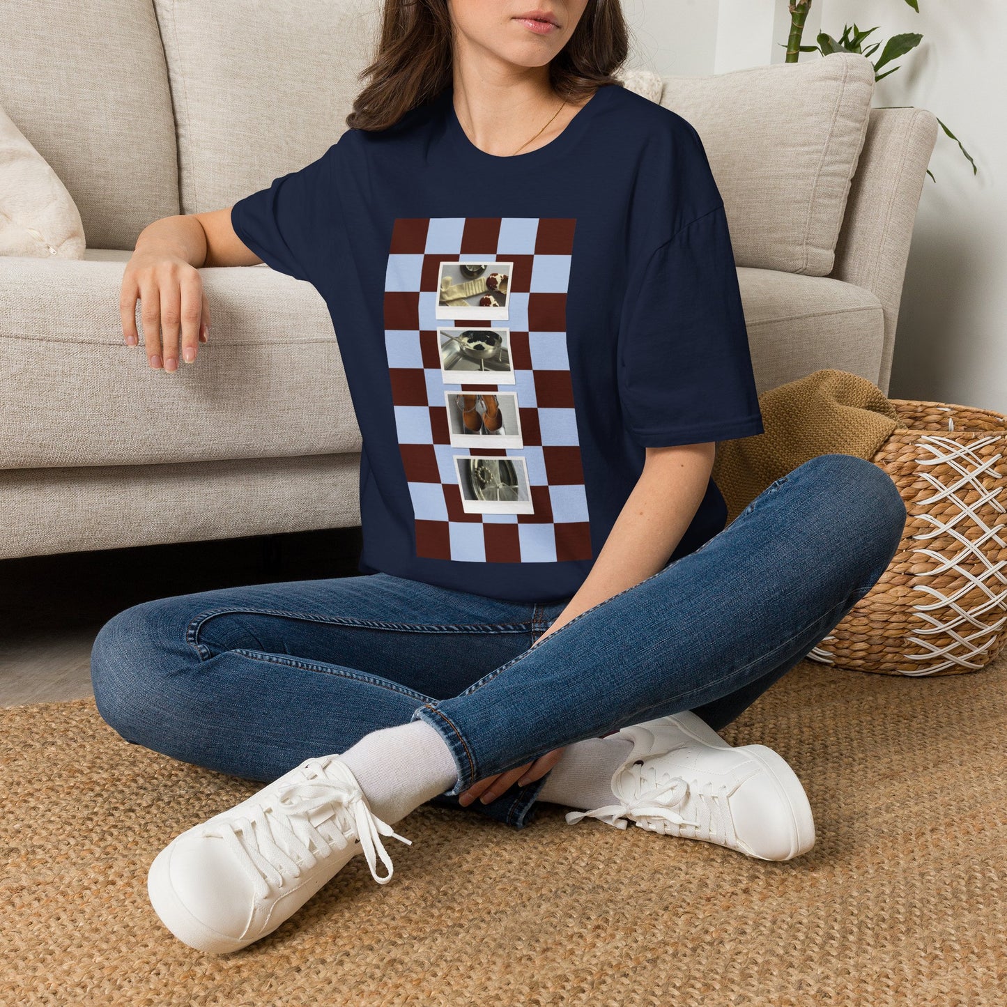 T-Shirt — Vintage Photo Checkerboard Collage