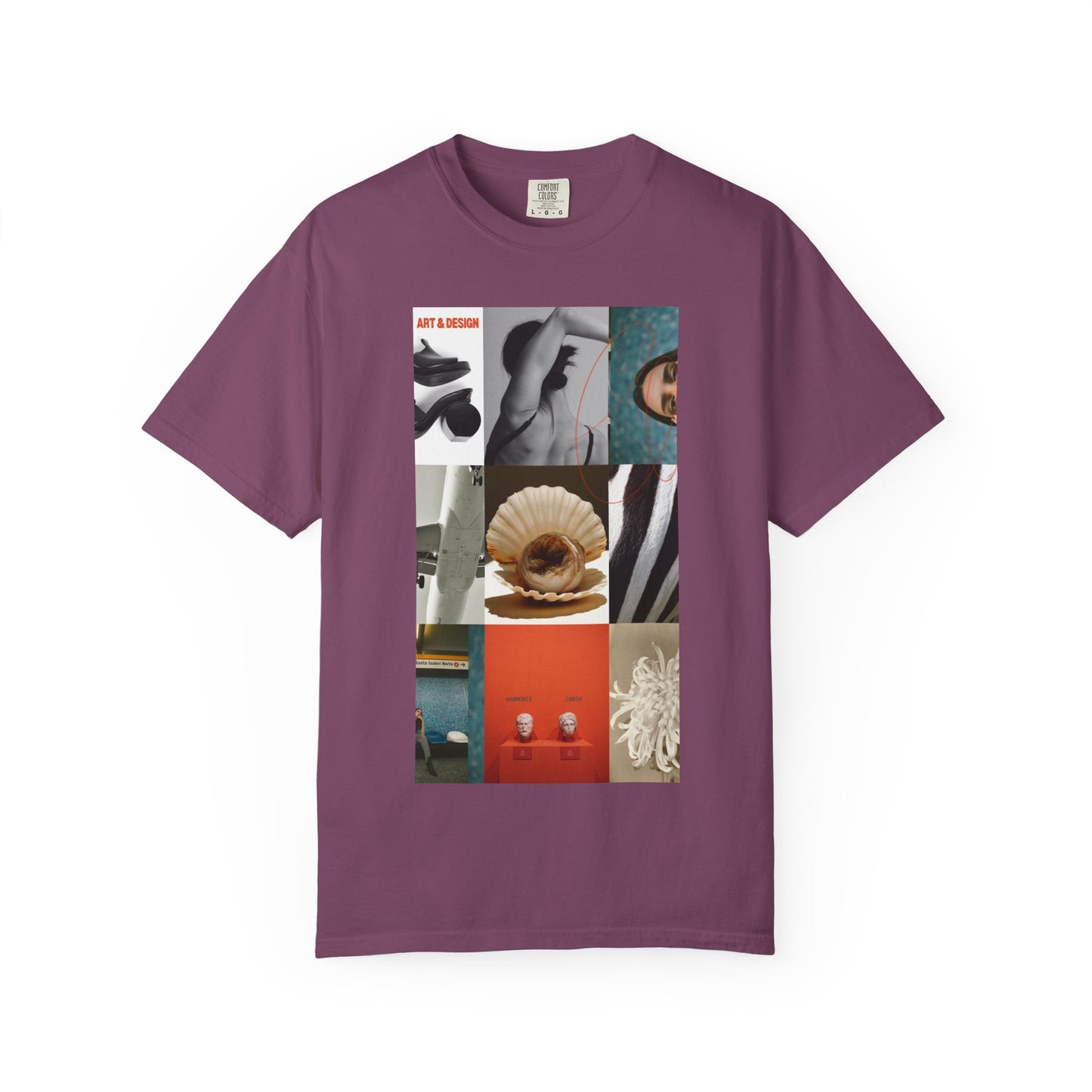 Photo Collage Graphic T‑Shirt — Vintage Object Grid Print