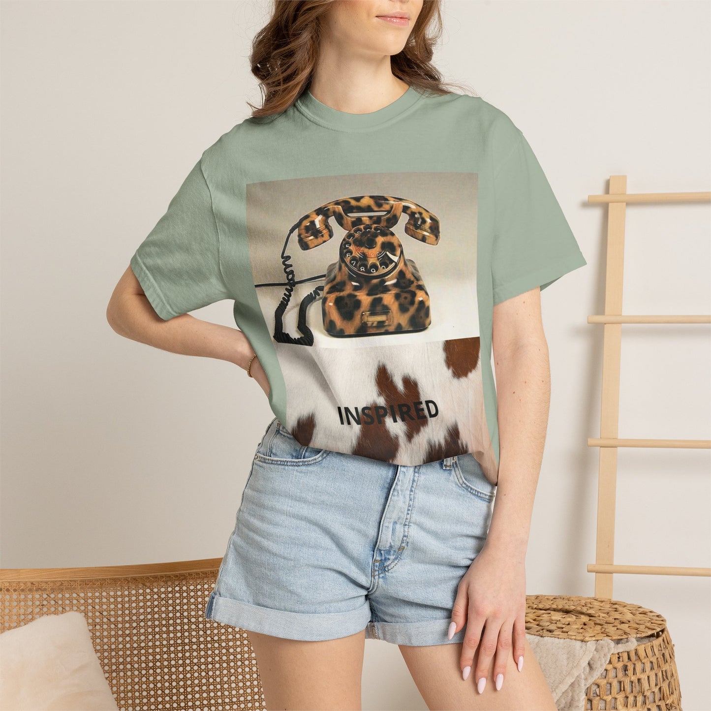 Inspired Leopard Phone Graphic T-Shirt