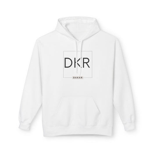 DKR (Dakar) White Hoodie — Clean Logo Chest & Back