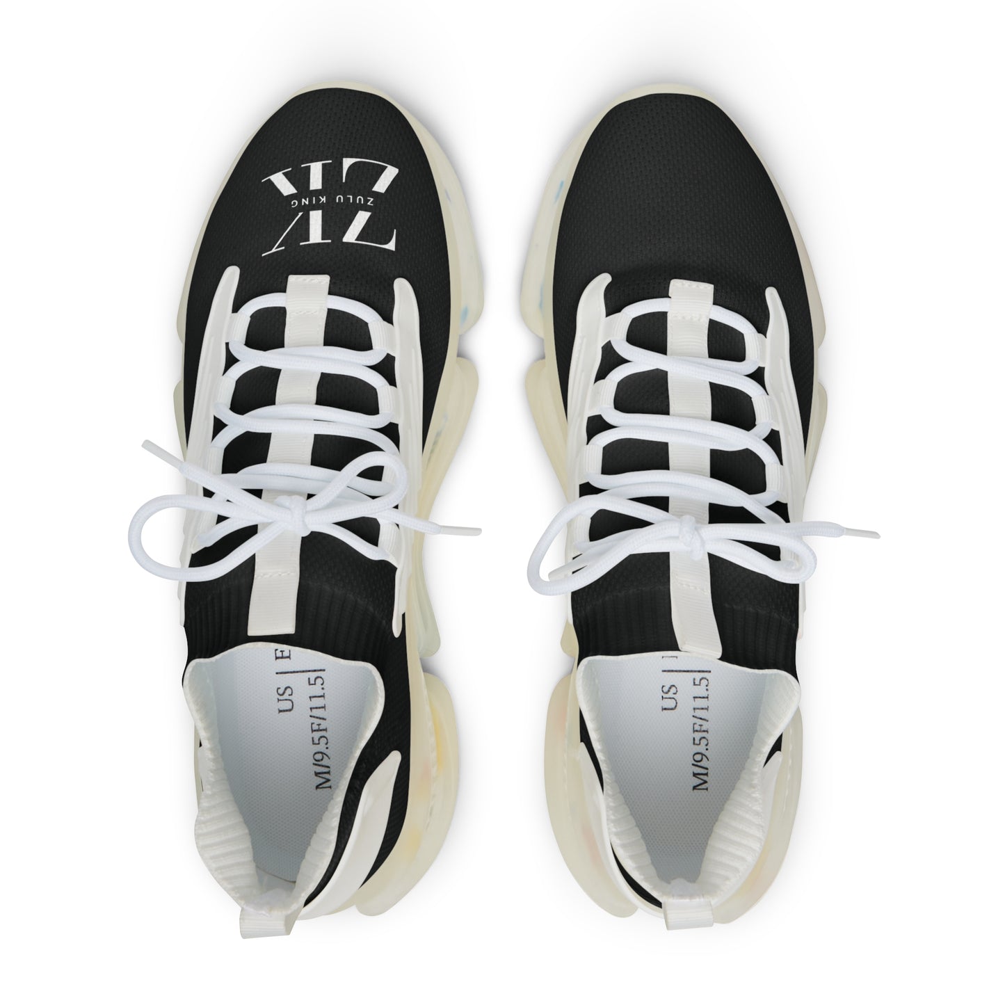 ZULU KING Men's Sneakers — Lightweight White Athletic Shoes with Black Toe Accent