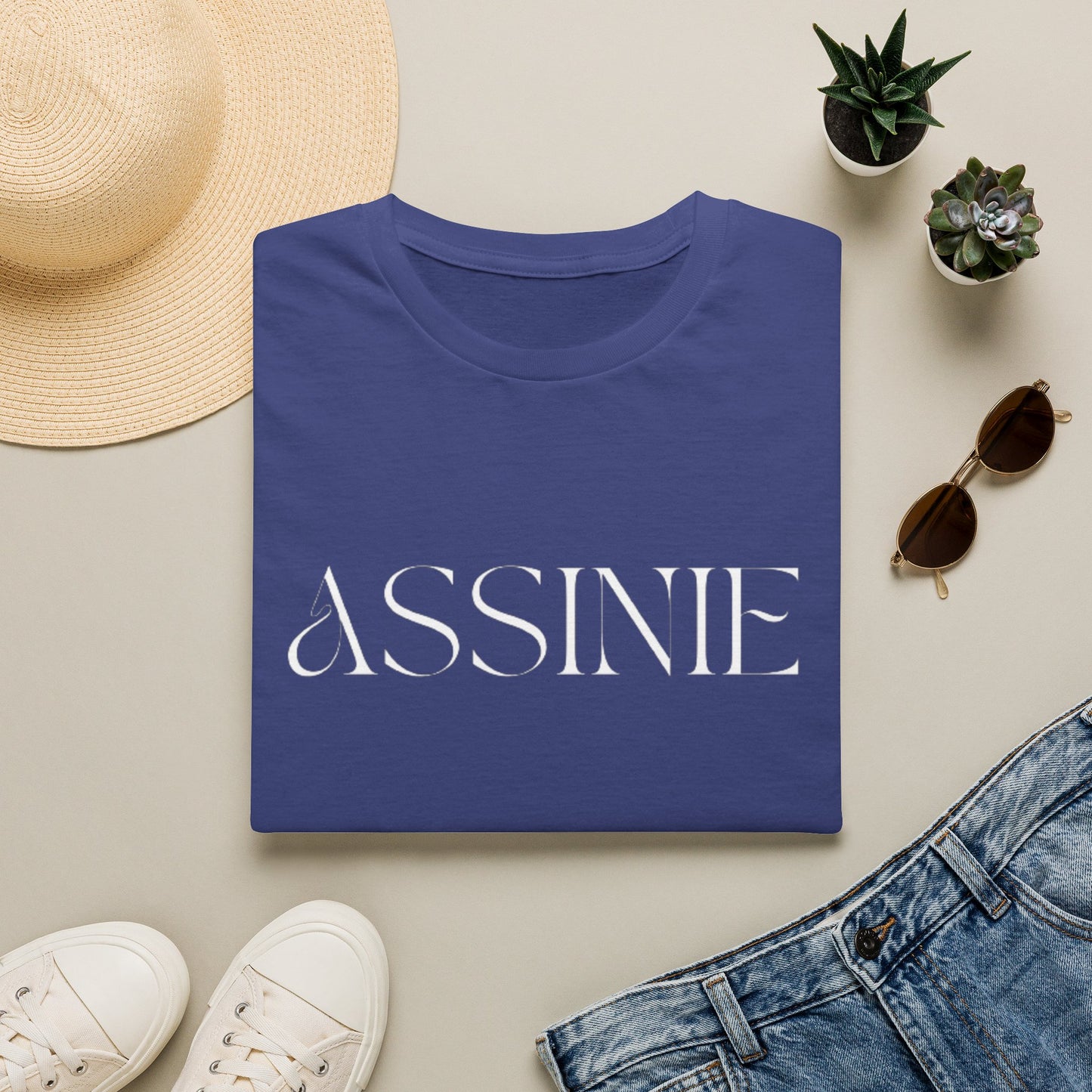 ASSNIE Embossed White T‑Shirt — Minimalist Logo Tee