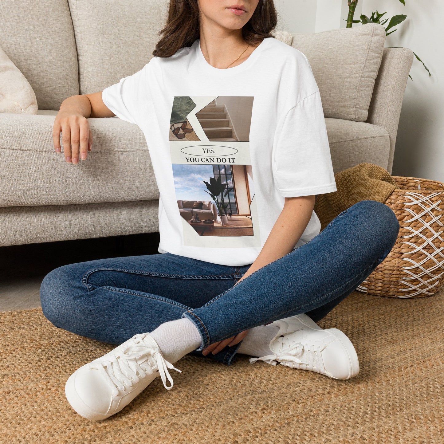 Motivational Photo Collage T-Shirt — "Yes, You Can Do It" Inspirational Tee