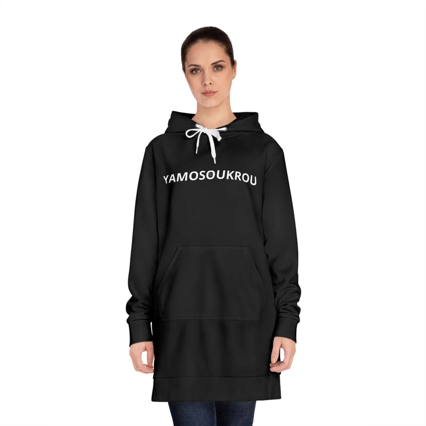 YAMOSOUKROU Hoodie Dress — Women's Black Casual Hooded Tunic