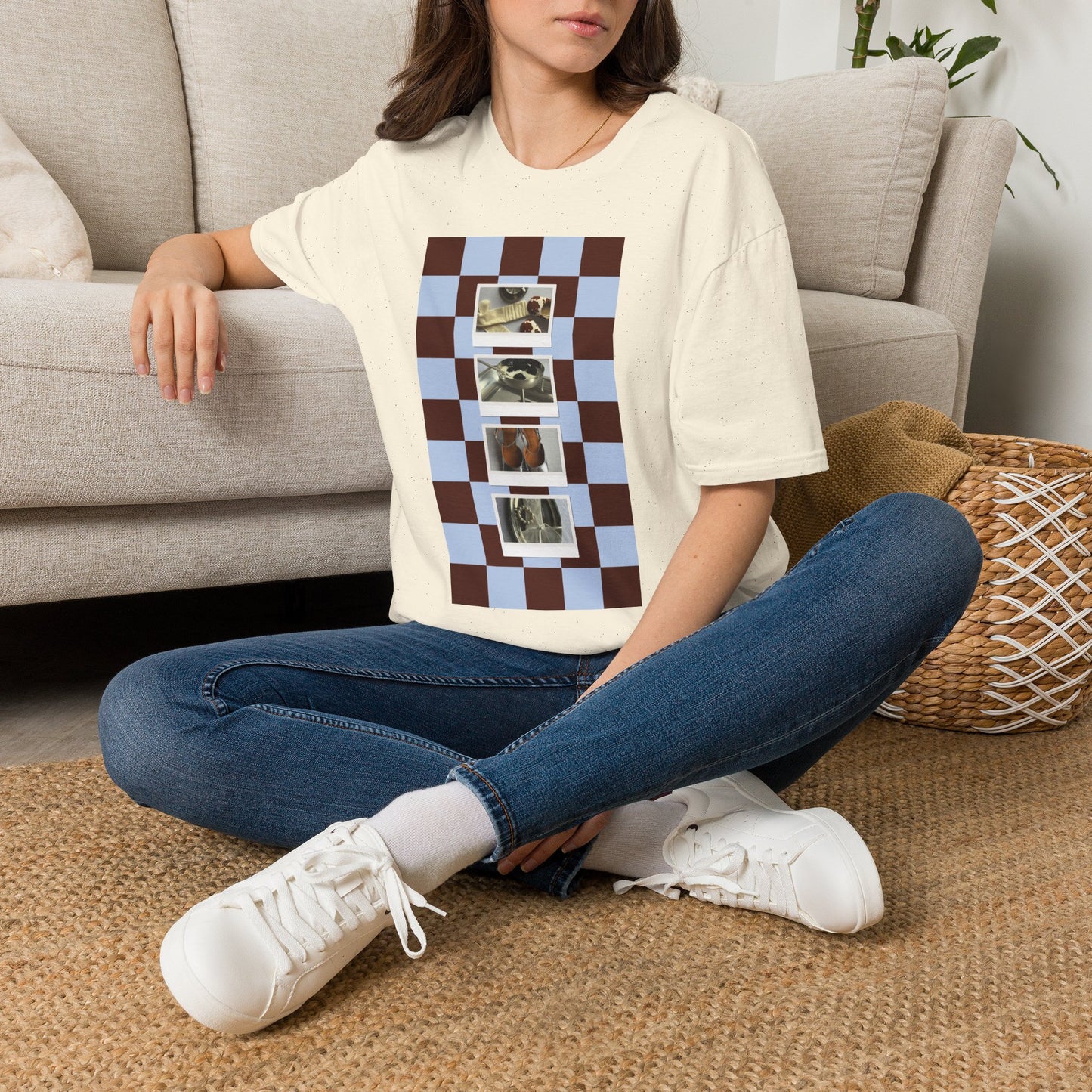 T-Shirt — Vintage Photo Checkerboard Collage
