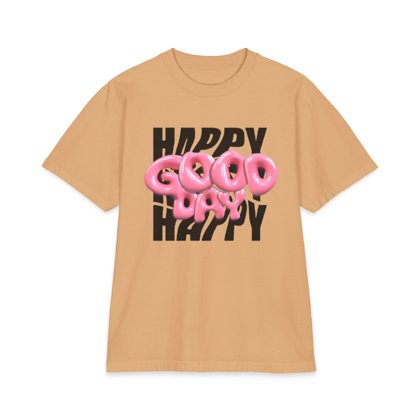 Happy Good Days T‑Shirt — Pink Balloon Text Graphic Tee