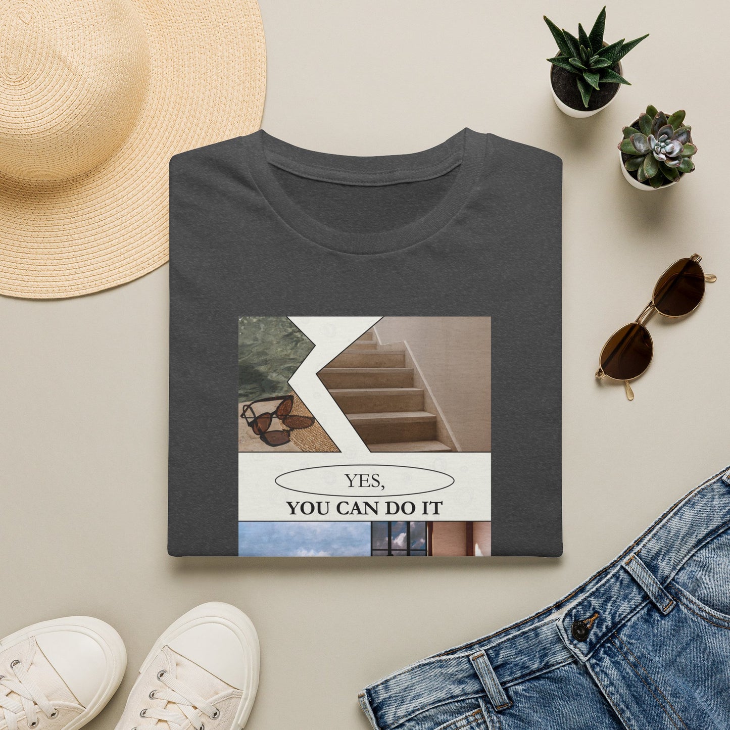 Motivational Photo Collage T-Shirt — "Yes, You Can Do It" Inspirational Tee