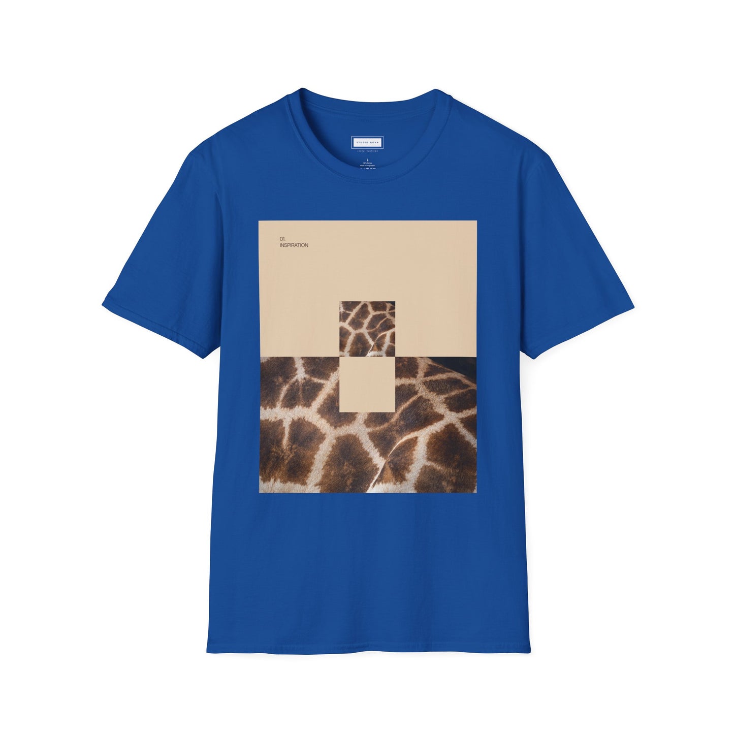 Graphic Tee — Neutral Geometric Giraffe Print ("Resurrection")