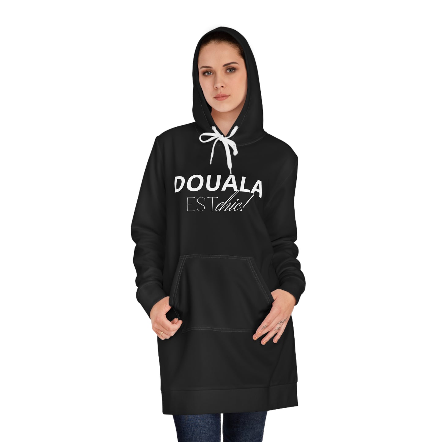 Douala Est Chic Hoodie Dress — Women's Black Hoodie Dress