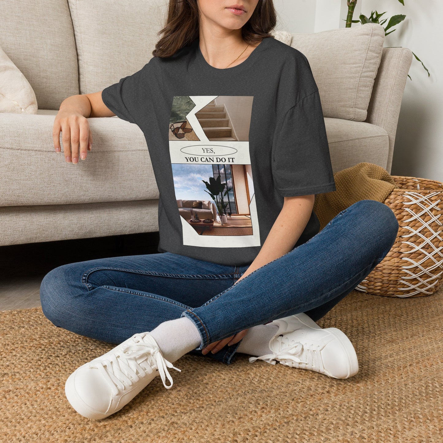 Motivational Photo Collage T-Shirt — "Yes, You Can Do It" Inspirational Tee