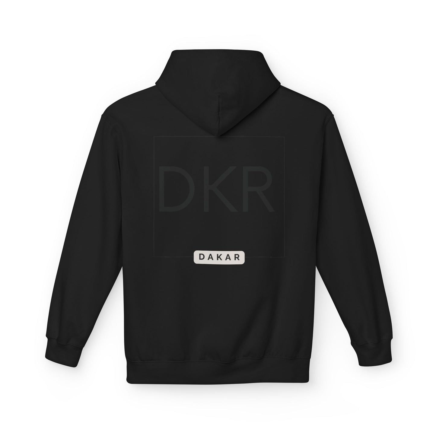 DKR (Dakar) White Hoodie — Clean Logo Chest & Back
