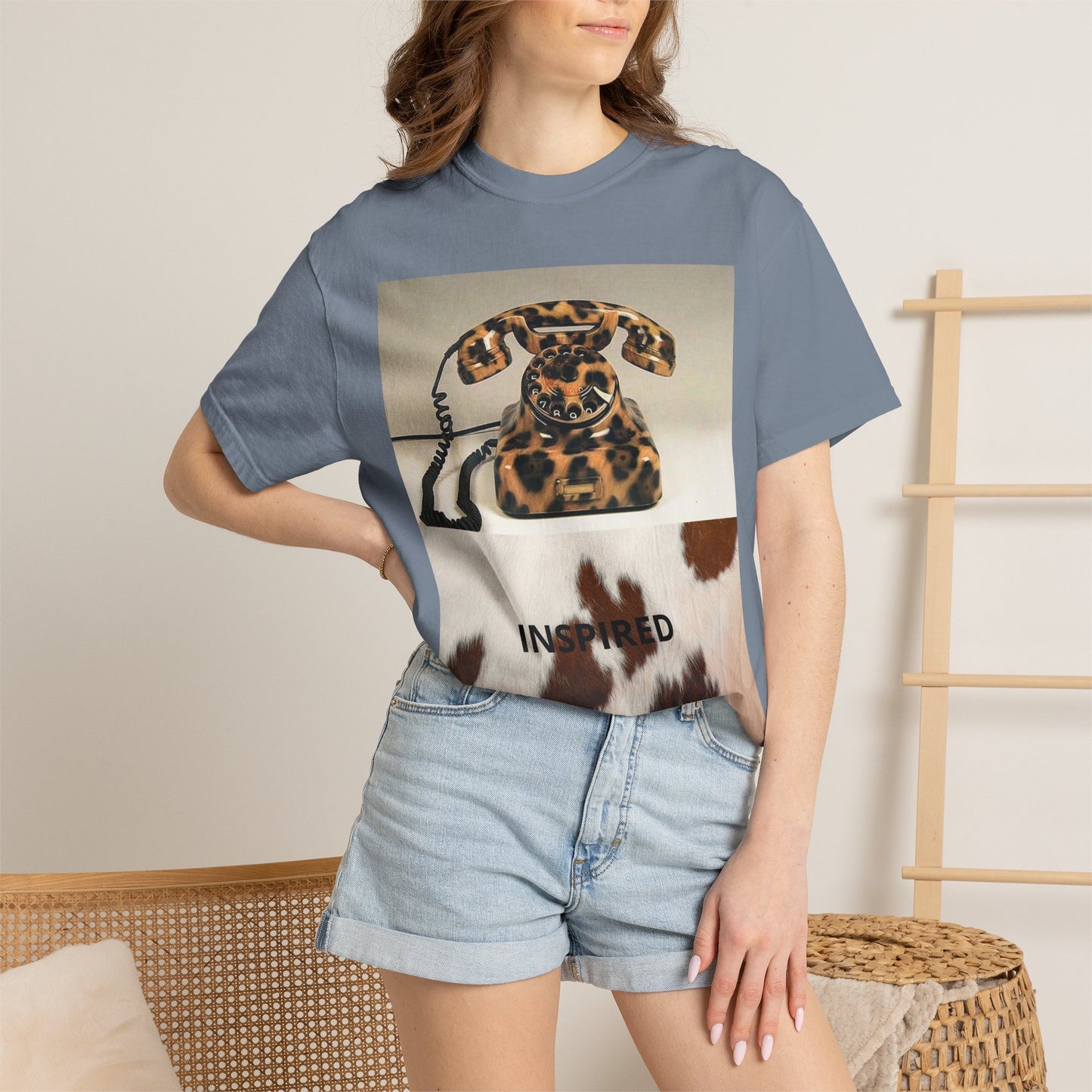 Inspired Leopard Phone Graphic T-Shirt