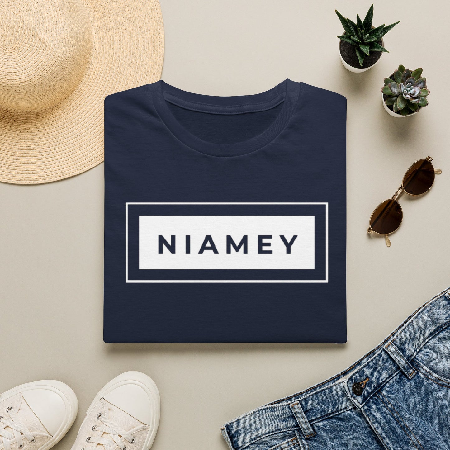 Minimal White T-Shirt — Subtle Embossed Text Casual Tee