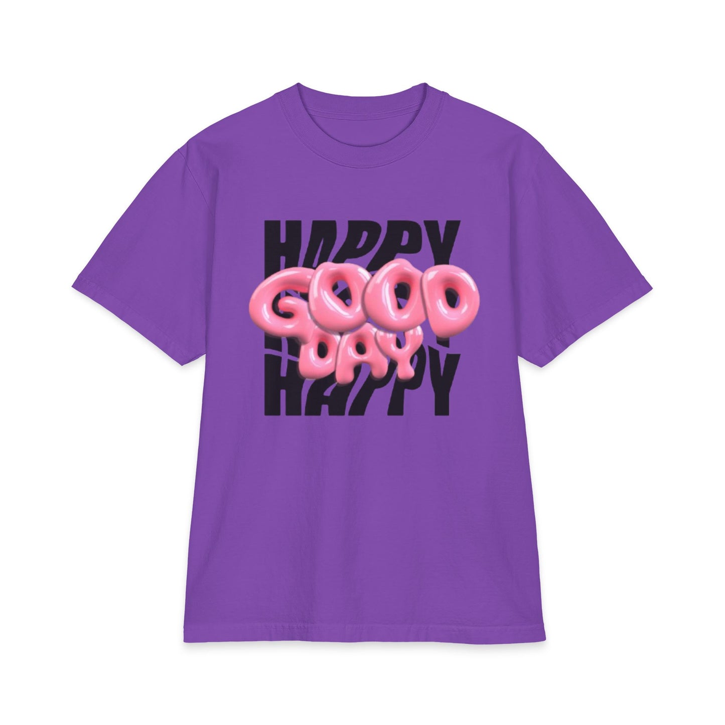 Happy Good Days T‑Shirt — Pink Balloon Text Graphic Tee
