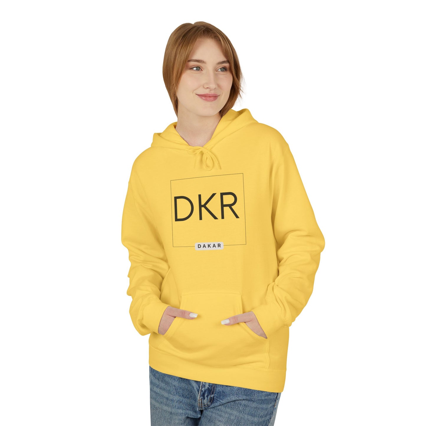 DKR (Dakar) White Hoodie — Clean Logo Chest & Back