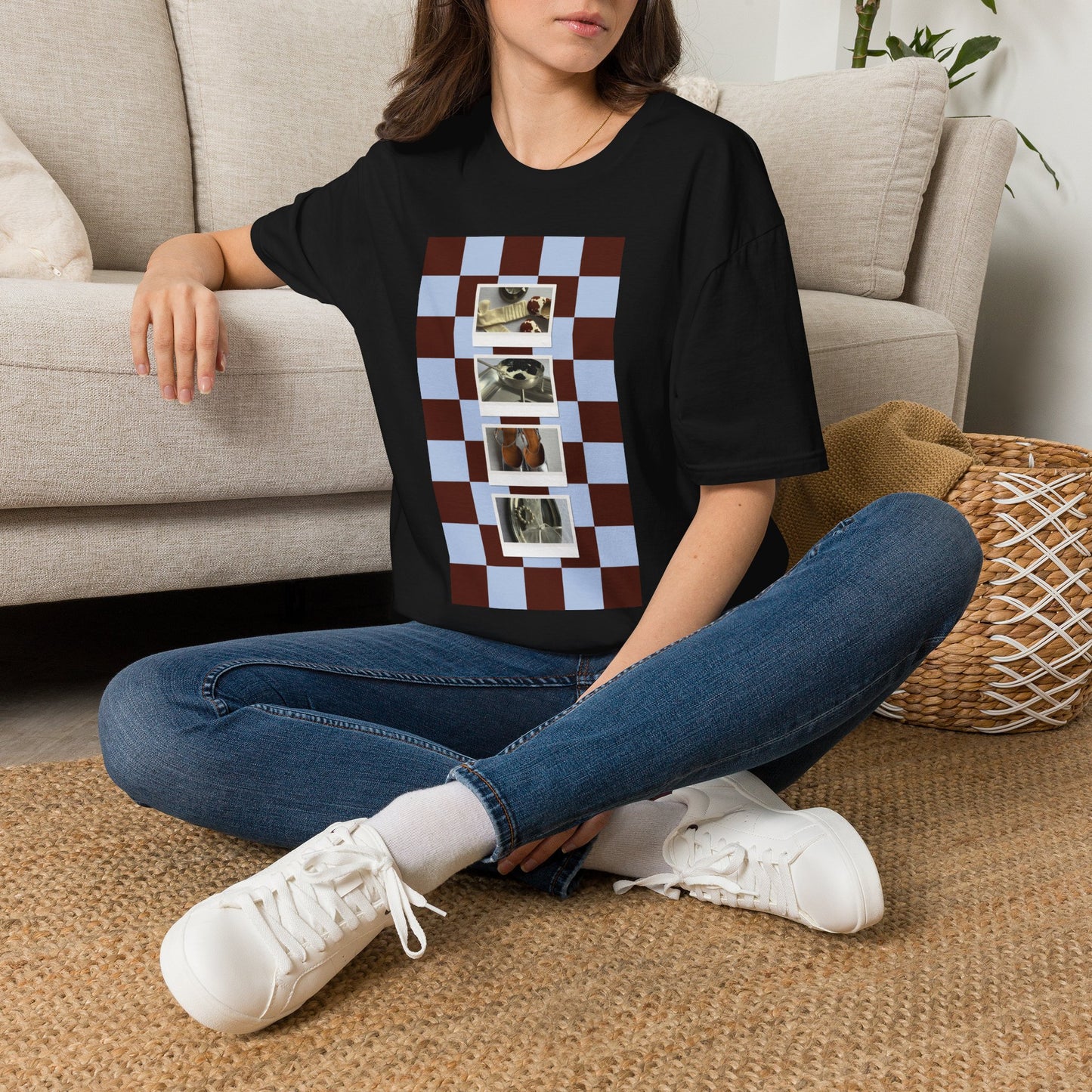 T-Shirt — Vintage Photo Checkerboard Collage