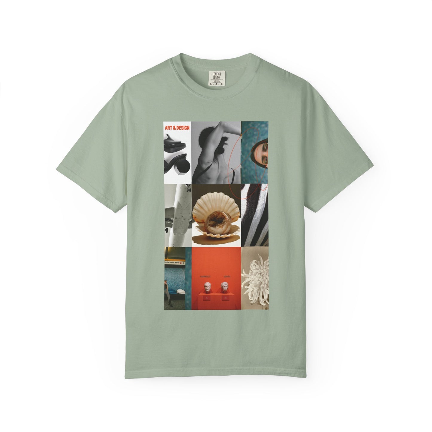 Photo Collage Graphic T‑Shirt — Vintage Object Grid Print