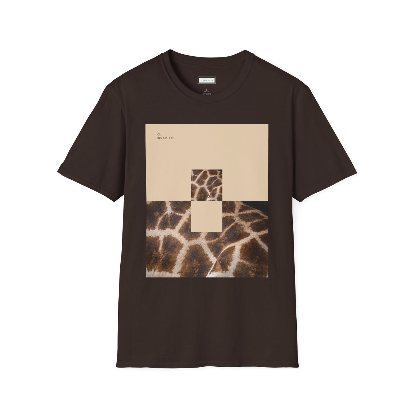 Graphic Tee — Neutral Geometric Giraffe Print ("Resurrection")