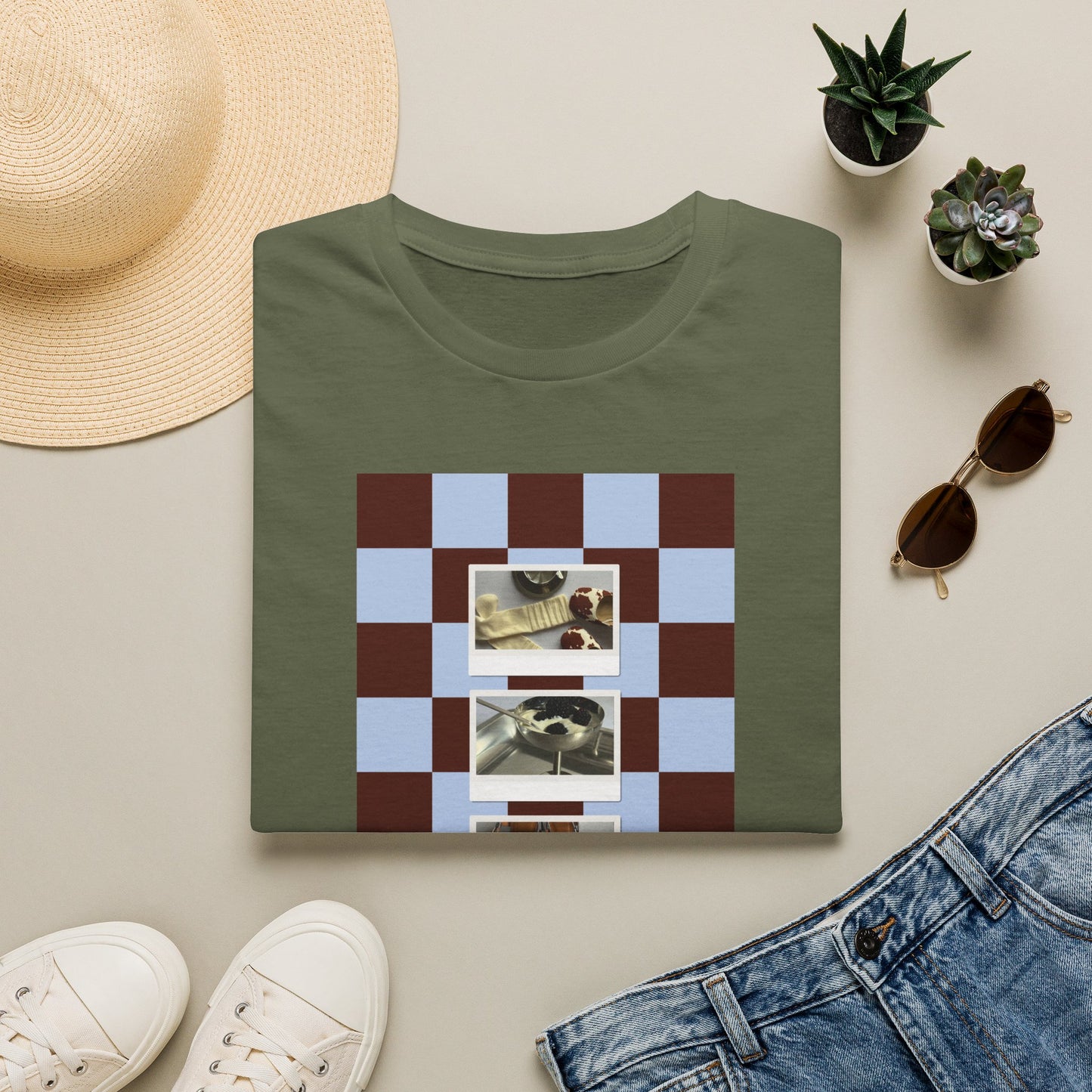 T-Shirt — Vintage Photo Checkerboard Collage